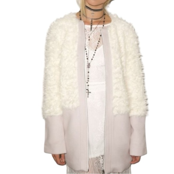 FOR LOVE & LEMONS‎ Alpine Jacket Fur Furry Size S Winter Coat Casual Wool Pink - Picture 8 of 8